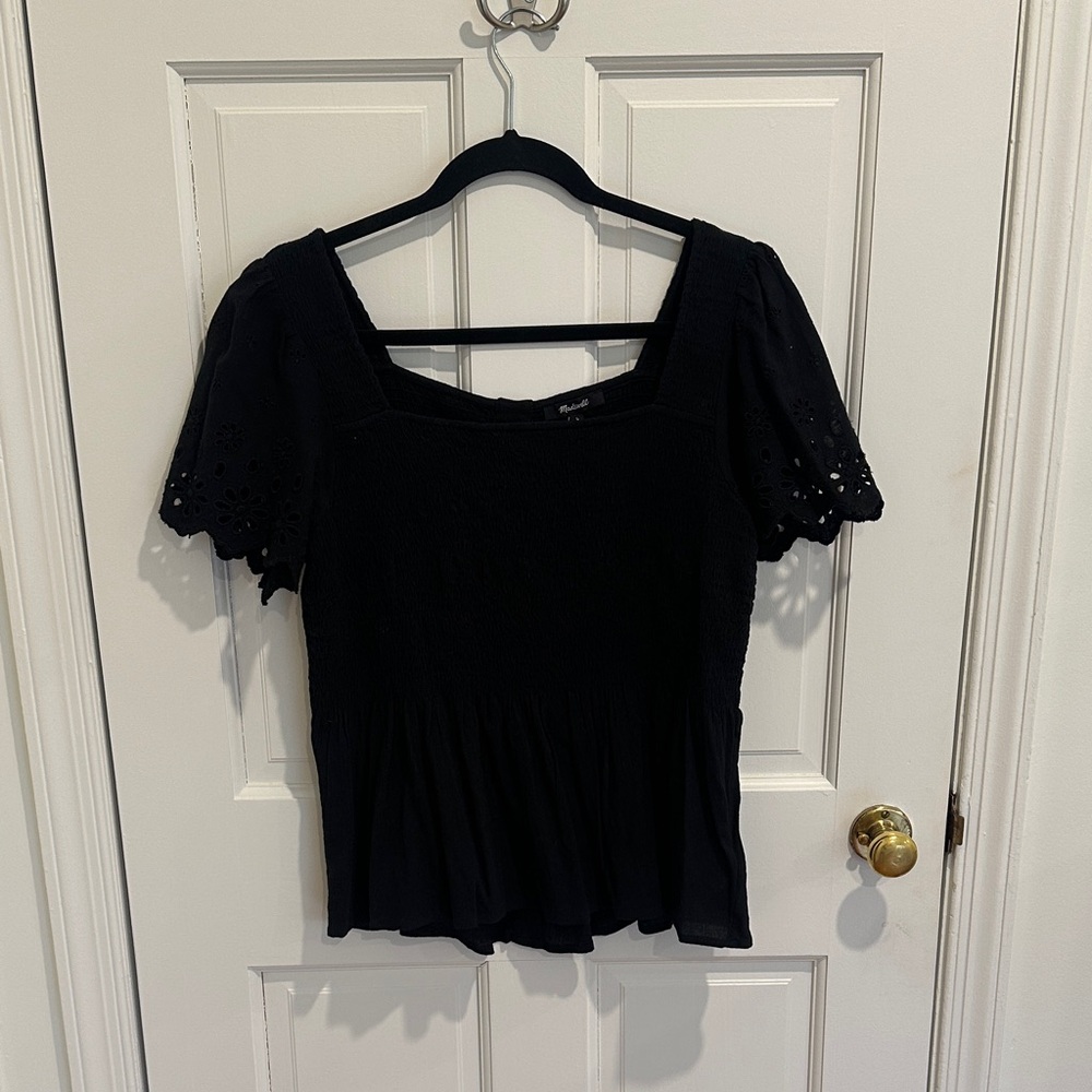 Madewell Black Eyelet Blouse